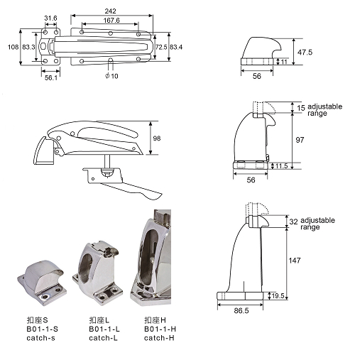 B01  L-58ST LATCHES FOR BIG SIZED OF REFRIGERATORS