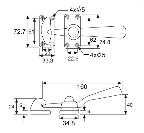 B06  STAINLESS HANDLES FOR AIRTIGHT CLOSURES