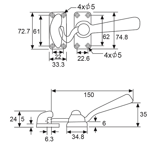 B07  STAINLESS HANDLES FOR AIRTIGHT CLOSURES