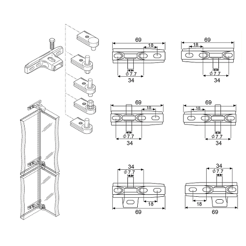C4-1  ADJUSTABLE PIVOT HINGES