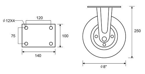 D07  8" HEAVY DUTY CASTERS