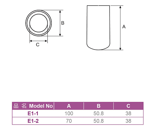 E01  1 1/2" 38m/m STAINLESS STEEL LEG SOCKETS