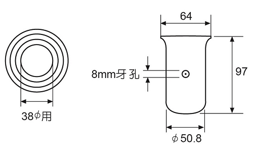 E02  1 1/2" 38m/m STAINLESS STEEL LEG SOCKETS WITH SCREW HOLE