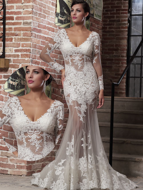 2232 TRUMPET V NECKLINE LONG SLEEVE