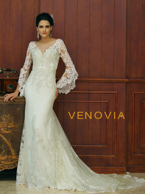 2255 TRUMPET SABRINA NECKLINE LONG POET  SLEEVE