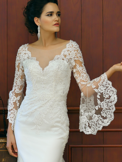2255 TRUMPET SABRINA NECKLINE LONG POET  SLEEVE