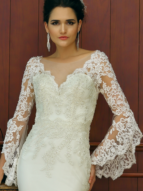 2255 TRUMPET SABRINA NECKLINE LONG POET  SLEEVE