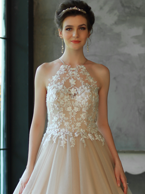 3310 FULL A-LINE HALTER NECKLINE SLEEVELESS