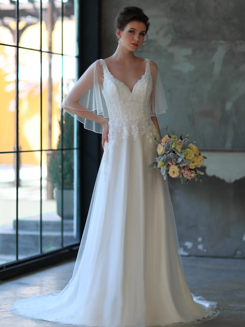 3311 A LINE SWEETHEART NECKLINE CAP SLEEVE