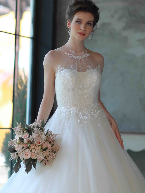 3312 FULL JEWEL NECKLINE CAP SLEEVE