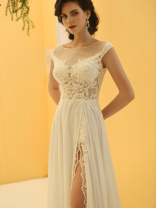 3318 A LINE OFF THE SHOULDER NECKLINE SHORT SLEEVE