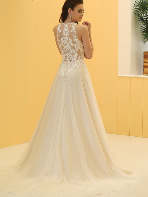 3321 A LINE JEWEL NECKLINE SLEEVELESS