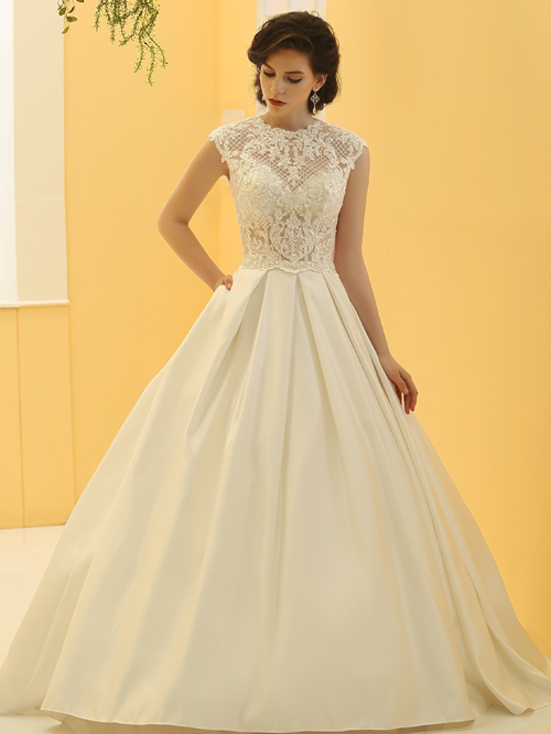 6305305 BALL GOWN JEWEL NECKLINE CAP SLEEVE