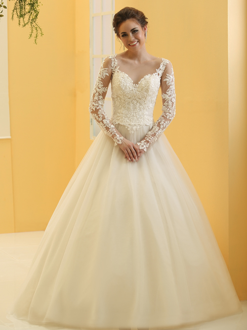 6306304 BALL GOWN SWEETHEART NECKLINE LONG SLEEVE