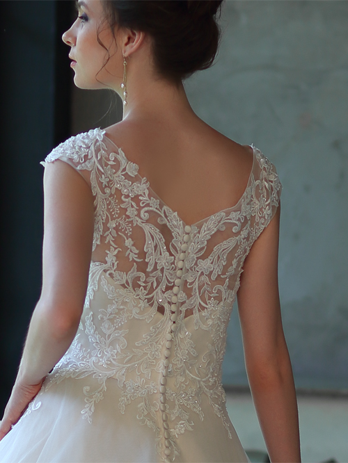 8320 FULL A-LINE V NECKLINE CAP SLEEVE