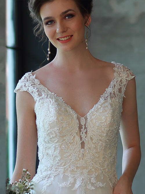 8320 FULL A-LINE V NECKLINE CAP SLEEVE