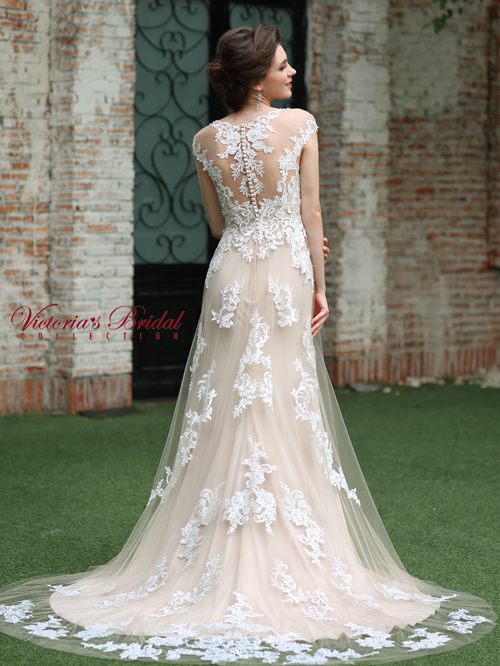 8328 A LINE SABRINA NECKLINE CAP SLEEVE
