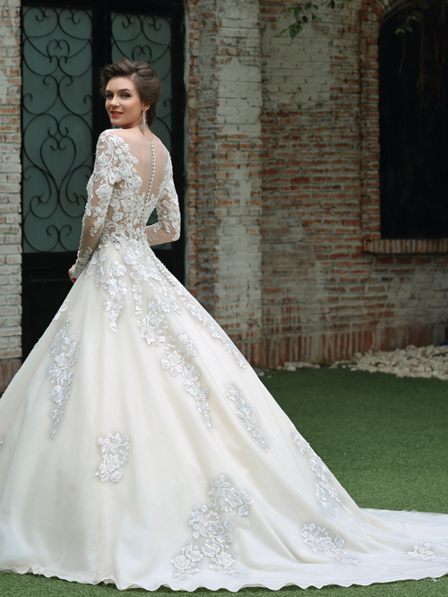 8330 BALL GOWN SABRINA NECKLINE LONG SLEEVE