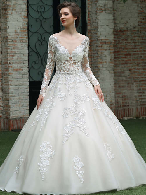 8330 BALL GOWN SABRINA NECKLINE LONG SLEEVE