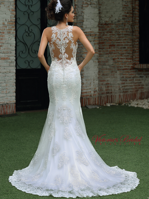 8332 TRUMPET JEWEL NECKLINE SLEEVELESS