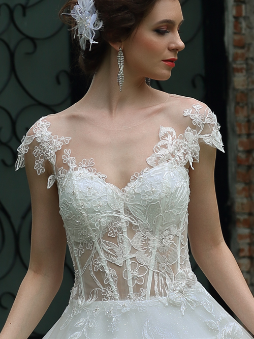 8334 FULL OFF SHOULDER NECKLINE CAP SLEEVE