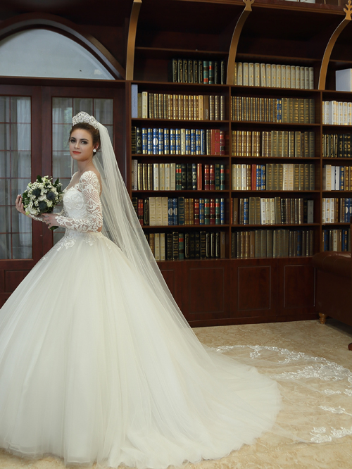 8339 BALL GOWN SWEETHEART NECKLINE LONG SLEEVE