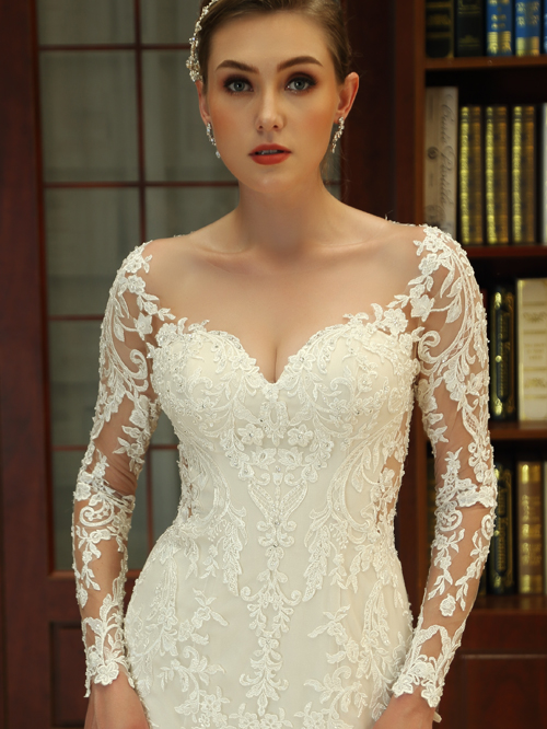 8348 TRUMPET SWEETHEART NECKLINE LONG SLEEVE