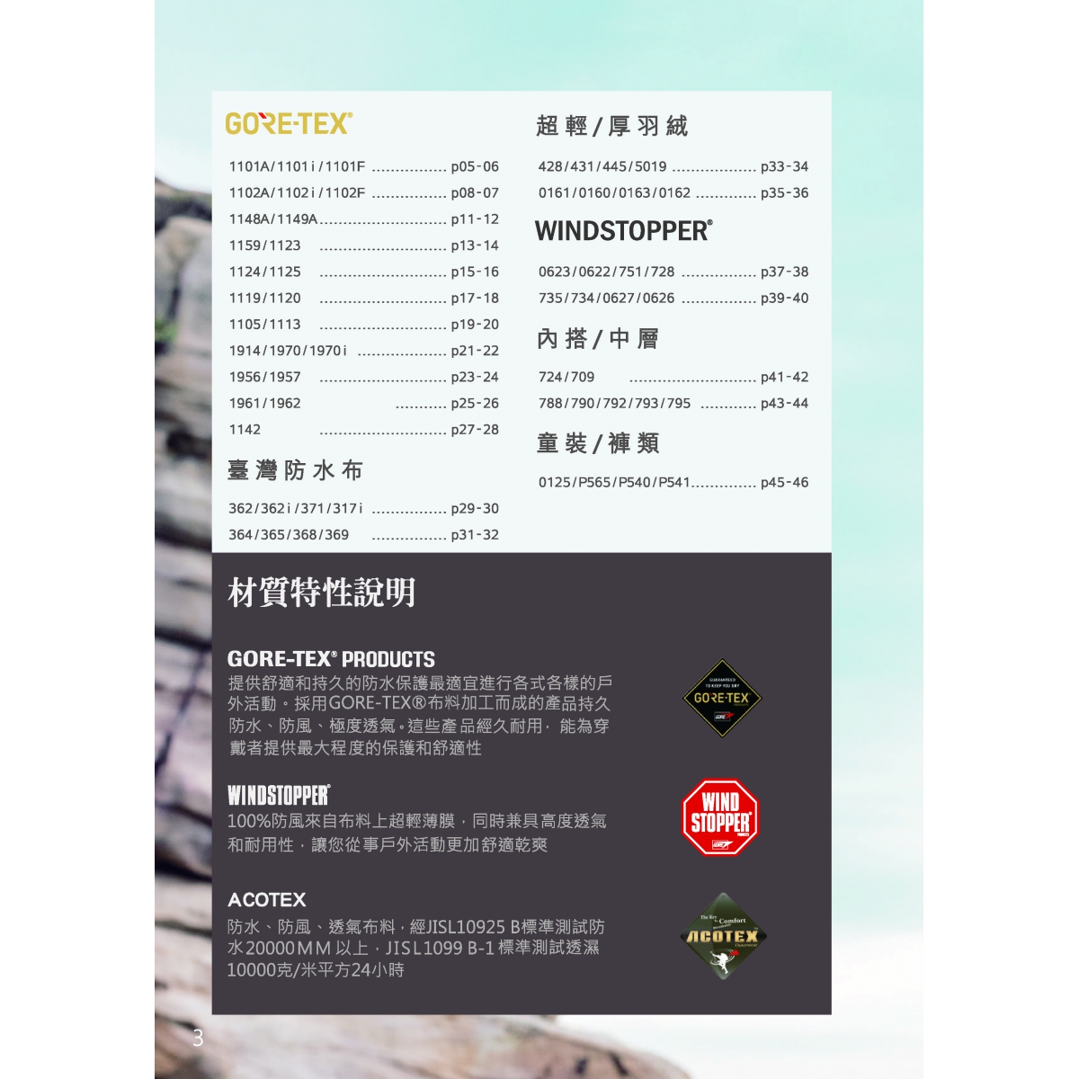 目錄及材質特性說明