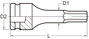 1/2"SQ. DRIVE, SPLINE (XZN) IMPACT BIT SOCKET