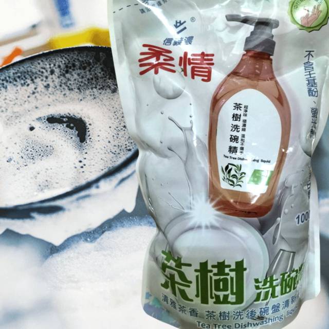 柔情/茶樹洗碗精1000mlx12包 -洗潔精/洗碗液/碗盤清潔劑/洗碗精